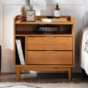 Mid-Century Modern Solid Wood 2 Drawer Gallery Nightstand - Caramel - Image 5