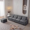 Modern Modular L Shaped Chenille Sofa Couch Reversible Ottoman With Storage Removable And Washable Cushions Sofa With USB Ports & Cup Holder For Living Room - Dark Gray - Image 4