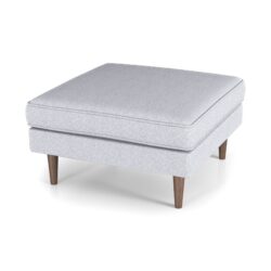 Amber - Square Upholstered Ottoman Linen - Light Gray