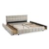 Modern Queen Size Upholstered Bed Frame With Headboard And Storage Drawer - Beige - Image 10