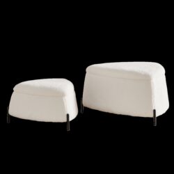 Upholstered Storage Ottoman Set With Metal Legs Coffee Table With Reversible Lid - Ivory