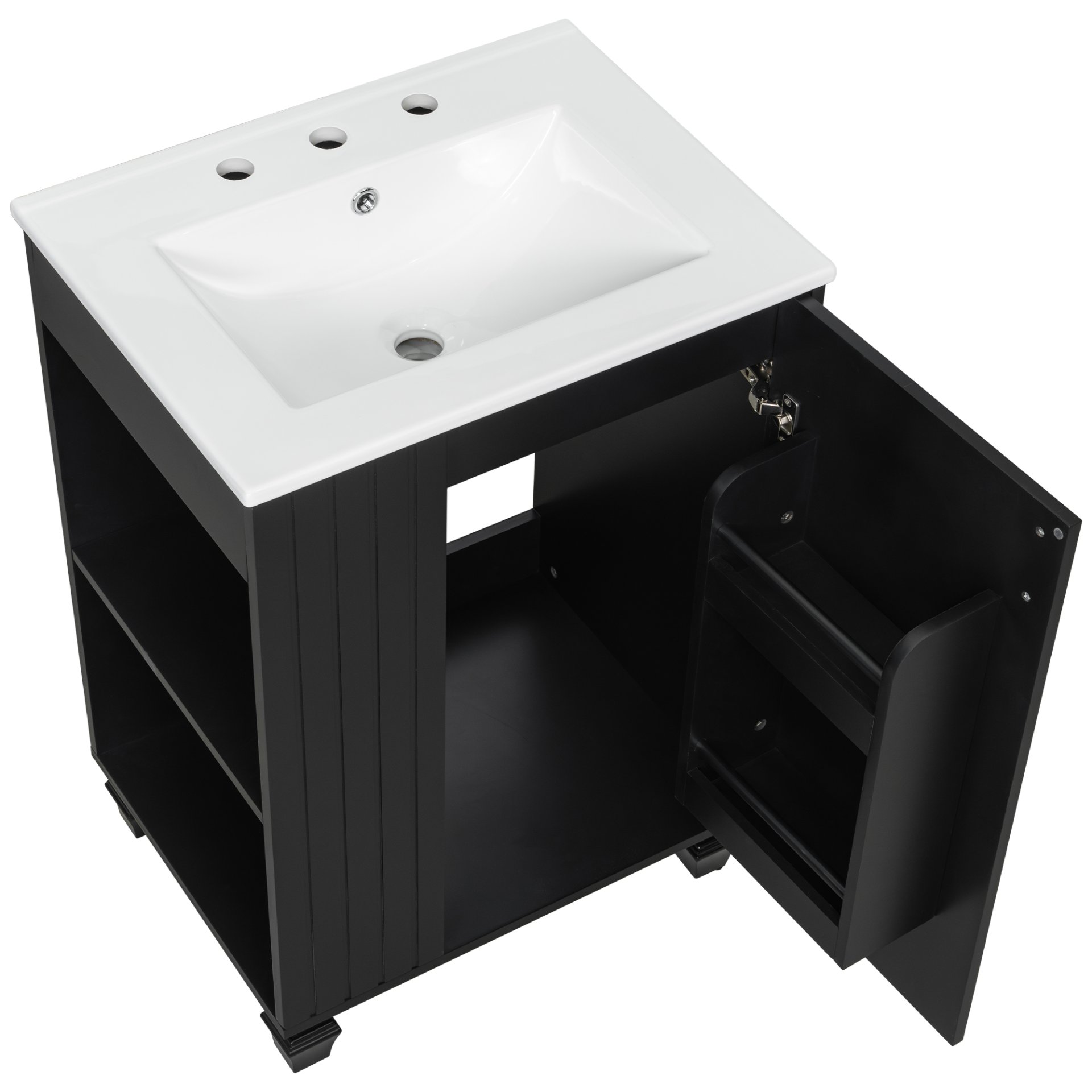 Classic Retro 24" Bathroom Vanity With Sink, Door Shelf, Side Open Storage Frame, Soft Closing Door - Black - Image 17