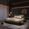 King Size Luxury Upholstered Platform Bed With Oversized Padded Backrest And Solid Wood Frame, Suitable For Multiple Heights Of Mattresses - Green - Image 3