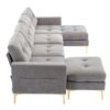 Convertible Sectional Sofa Couch With Movable Ottoman - Light Gray - Image 19