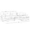 Modern U Shape Modular Sectional Sofa With Movable Ottomans Waist Pillows And Bolstered Armrests - Gray - Image 8