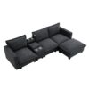 Modern Sectional Cloud Sofa With Console USB Charger Reading Light Cup Holder, Wide Seat 4 Seat Modular Couch Storable Indoor Funiture - Dark Gray - Image 3