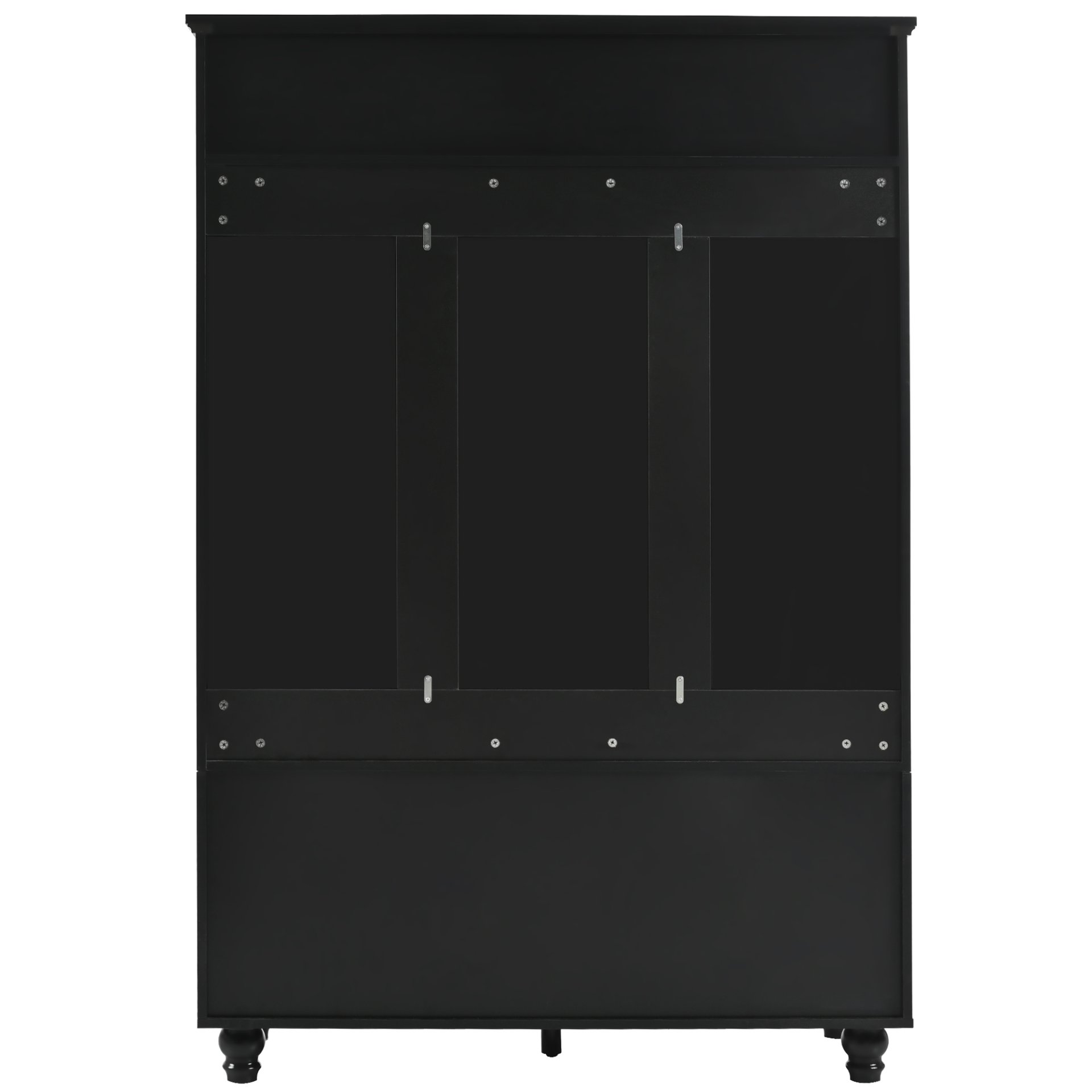 5 In 1 Entryway Bench With Shutter - Shaped Doors, Coat Rack, Cushion And 4 Sturdy Hooks, Wide Hall Tree With Storage Bench For Hallway, Entryway, Living Room - Black - Image 17