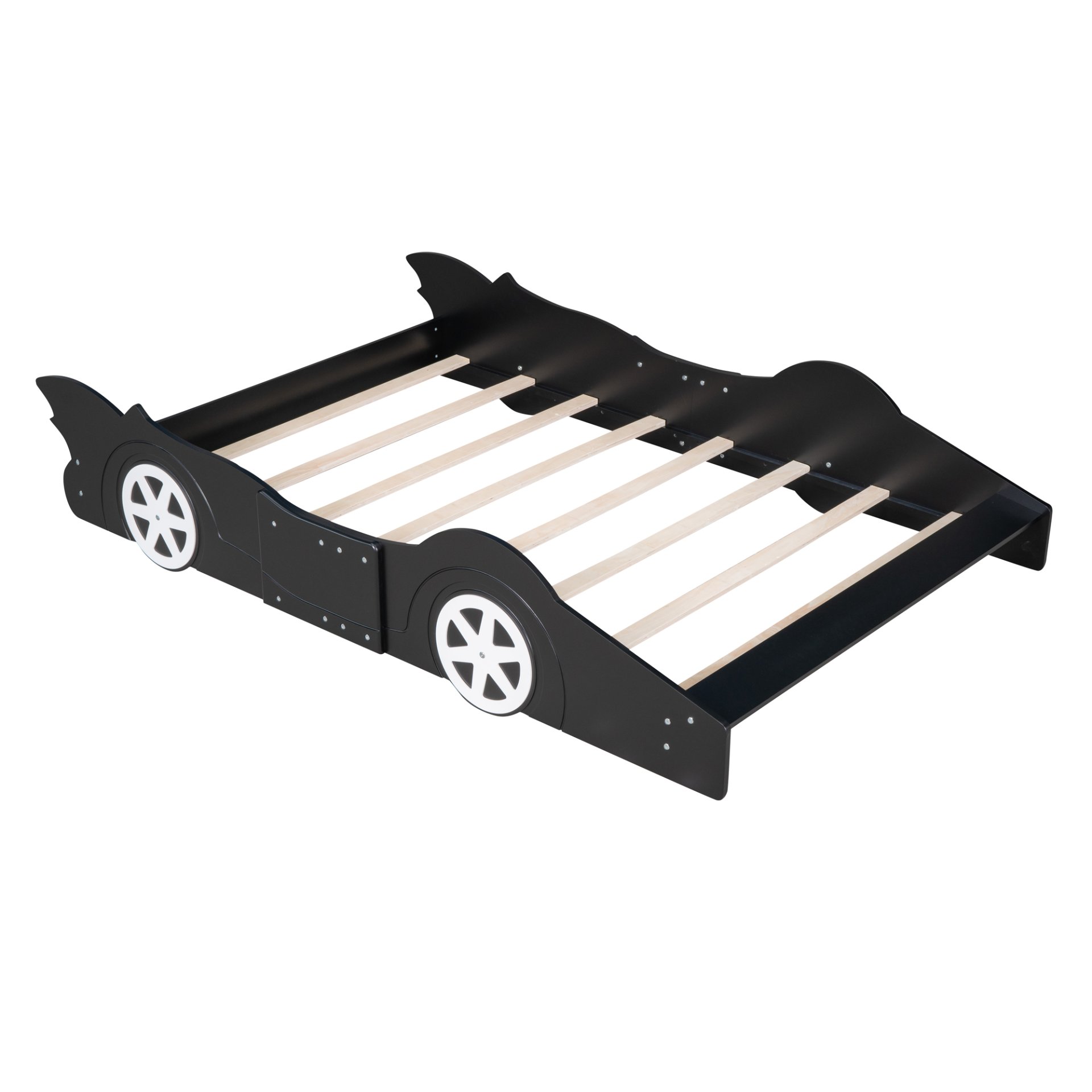 Full Size Race Car Shaped Platform Bed & Wheels - Black - Image 5