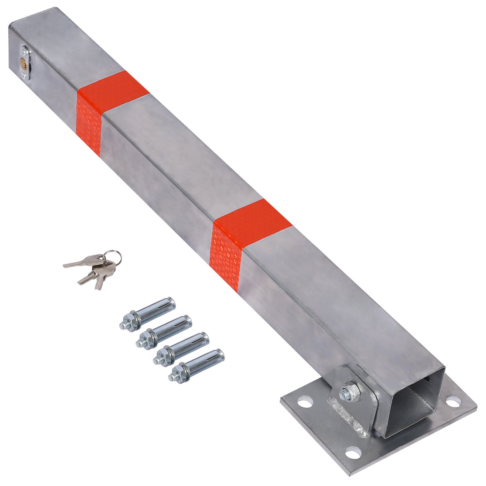 Steel Parking Bollard Pole Barrier With Lock,Square Design - Gray - Image 2