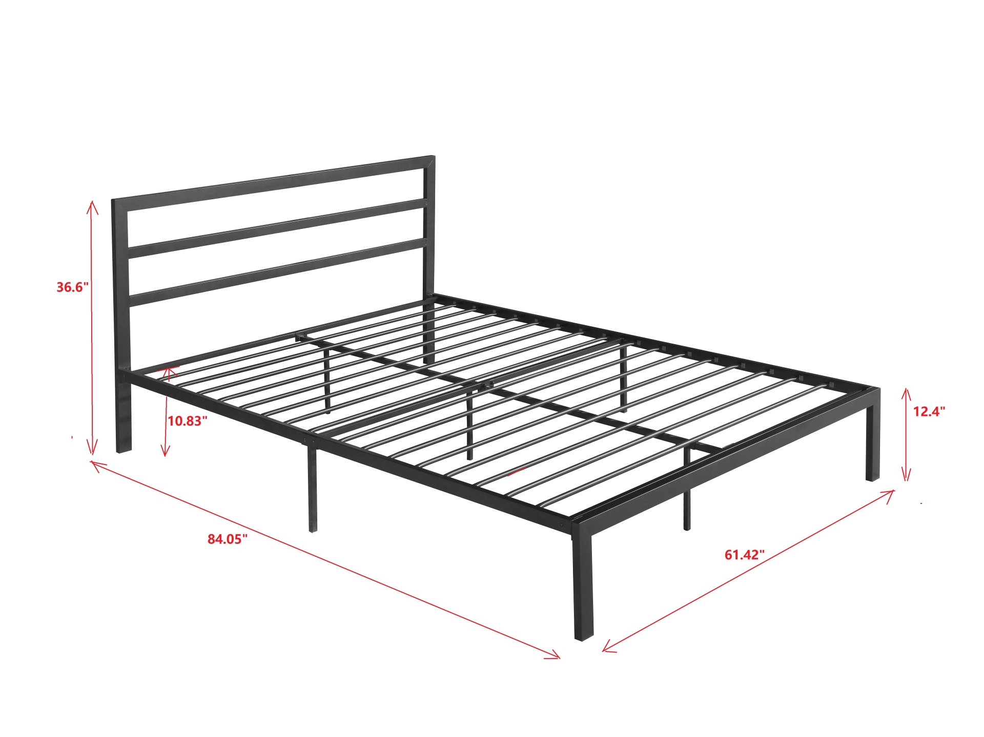 Queen Metal Bed Frame With Headboard - Charcoal Gray - Image 8
