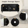 4 Door Sideboard Storage Cabinet With Door Shelf For Living Room And Dining Room, 2 Large Cabinets With Adjustable Shelf - Black - Image 6