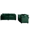 Modern Fabric Living Room Sofa Set, (Set of 2) Sofas With Cushions Corduroy Upholstery - Green - Image 16