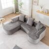 Modular Sectional Sofa With L Shape Chaise, Cloud Sectional Modern Sleeper Couch With Deep Seat, Sponge Compression Sofas - Gray - Image 6