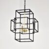 4 Light Metal Lantern Tiered Pendant Hanging Light Fixtures, Industrial Farmhouse Adjustable Height Chandeliers For Dining Room Hallway Foyer Entryway (E12 Bulbs Not Included) - Matte Black / Gold - Image 9