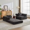 Convertible Floor Sofa Bed With Fixed Shape Frame, Loveseats Boneless Modular Sectional, For Living Room - Black - Image 18