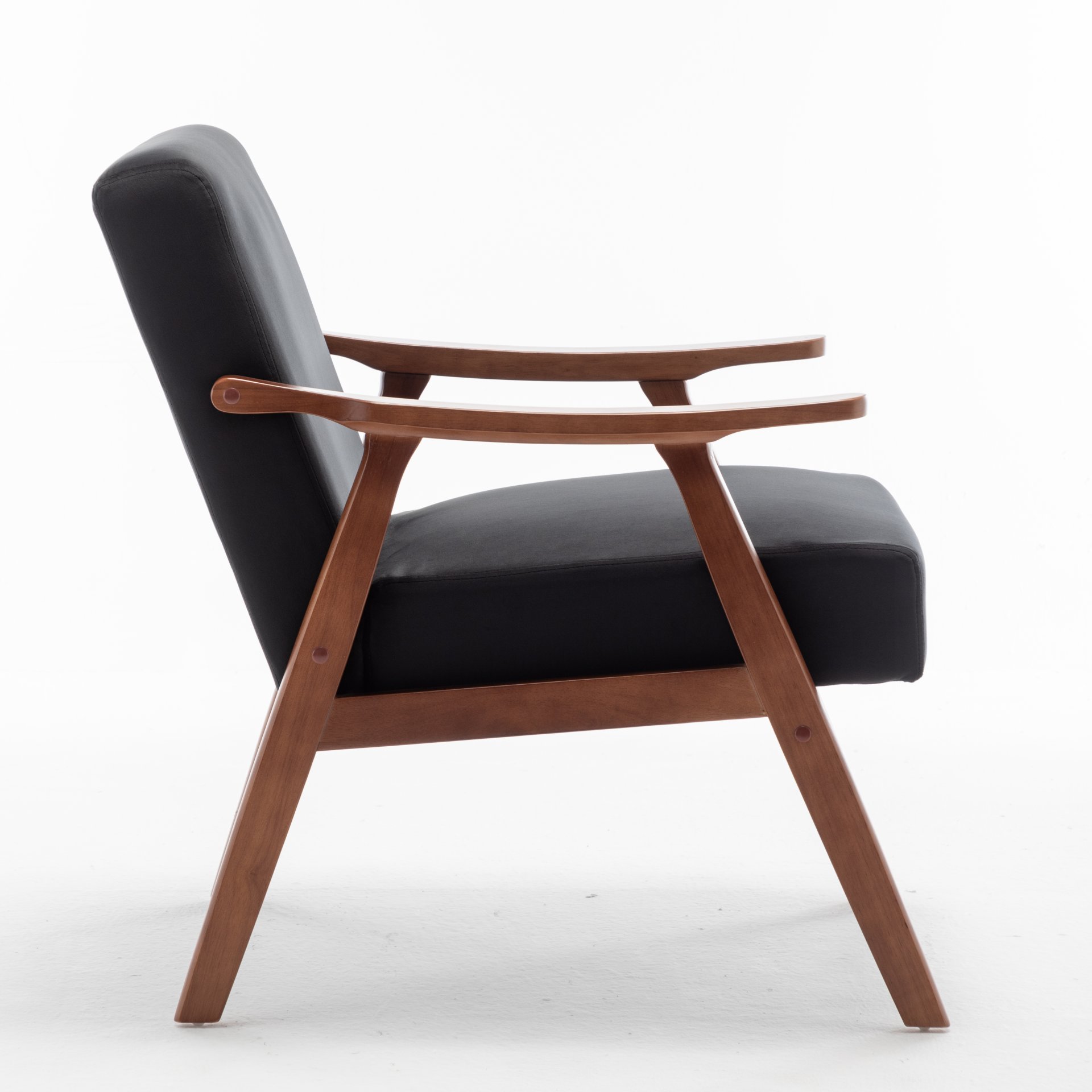 Accent Chair, Classic Mid Century Modern For Extra Seating - Black - Image 4