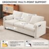 Modern 3 Seater Sofa Chenille Couch Plush Triple Seater Sofa With High Density Foam Cushions, Deep Seat Living Room Couch For Family Room, Apartment & Home Theater - Ivory White - Image 8