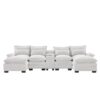 Modern U Shaped Sofa With Console, Cupholders And USB Ports, 6 Seat Upholstered Symmetrical Indoor Furniture, Sleeper Couch Set With Chaise - White - Image 26