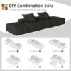 Modern Oversized Modular Sectional Sofa With 2 Ottoman And 2 Seat, Sparkling Chenille Fabric Soft Cushion Sofa With 4 Pillows, 4 Pieces Diy Combination Tufted Sofa, No Assembly Required - Black - Image 16