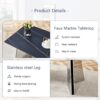 Modern Marble Patterned Dining Table With Stainless Steel Butterfly Legs, Scratch And Heat Resistant - Black / Silver - Image 7