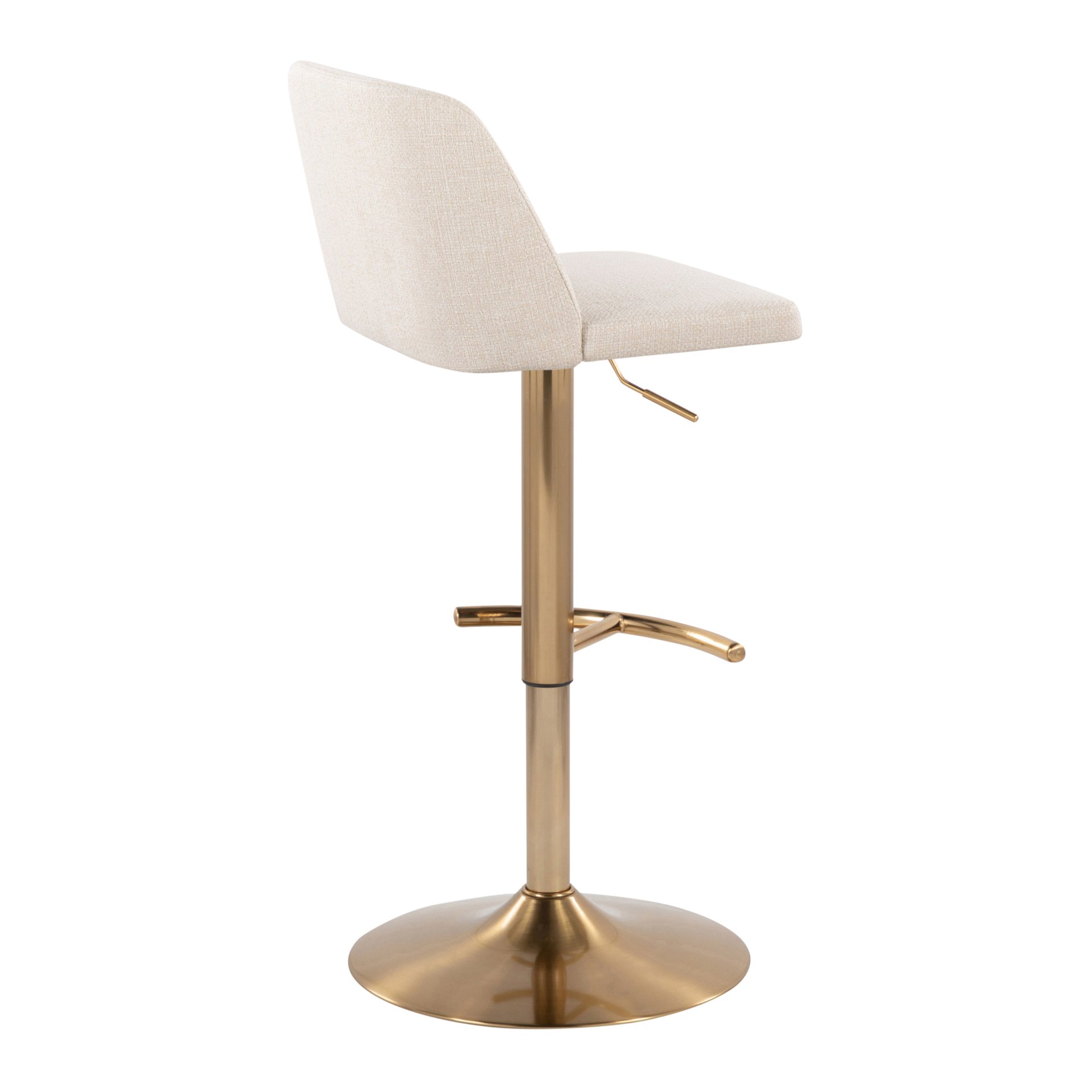 Toriano - Contemporary Adjustable Barstool With Swivel With Rounded T Footrest (Set of 2) - Cream / Gold - Image 4