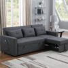 Zoey - Linen Convertible Sleeper Sofa With Side Pocket - Dark Gray - Image 9