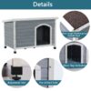 Medium Wooden Outdoor Dog House, Waterproof Roof, Elevated Floor, Adjustable Plastic Feet - Gray - Image 4