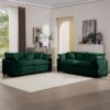 Modern Fabric Living Room Sofa Set, (Set of 2) Sofas With Cushions Corduroy Upholstery - Green - Image 12