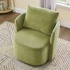 360° Swivel Chair, Accent Barrel Armchair, Upholstered With Curved Design - Green - Image 10