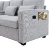 4 Seater Modern Linen Sofa With Armrest Pockets And 4 Pillows, Minimalist Style Couch - Light Gray - Image 13