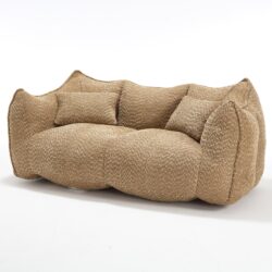 Comfortable Dual Beanbag Chair With High Resilience Foam Core For 2 People In Coffee - Coffee