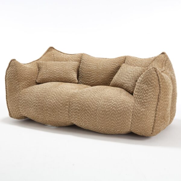 Comfortable Dual Beanbag Chair With High Resilience Foam Core For 2 People In Coffee - Coffee