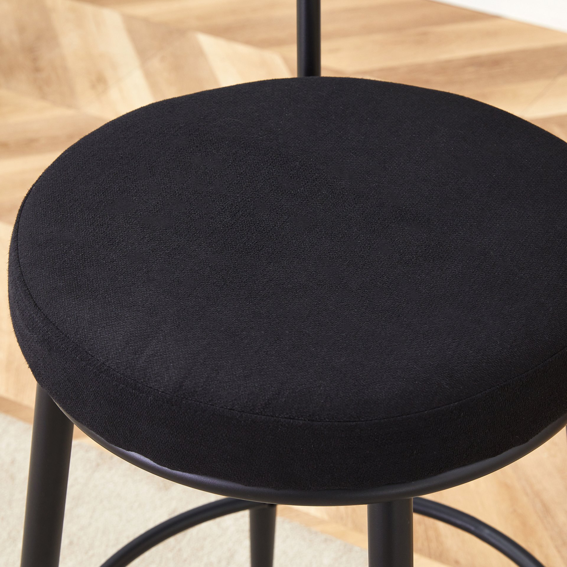 Stylish Ergonomic Bar Chairs Set With Breathable Cushions And Metal Legs, (Set of 2) - Black - Image 11