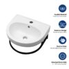 Wall Mounted Bathroom Sink With Towel Bar And Faucet - White / Black - Image 7