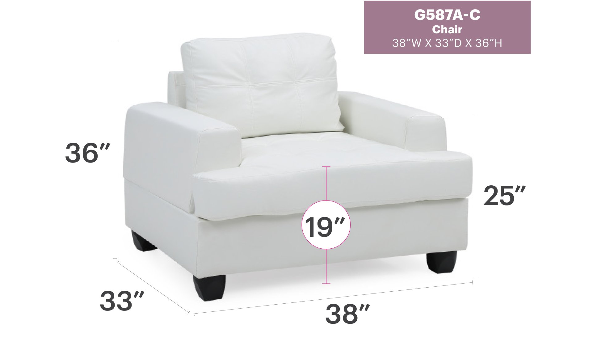 Charming Transitional Chair - White - Image 5