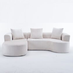 Modular Sectional Sofa With L Shape Chaise, Cloud Sectional Modern Sleeper Couch With Deep Seat, Sponge Compression Sofas - Beige