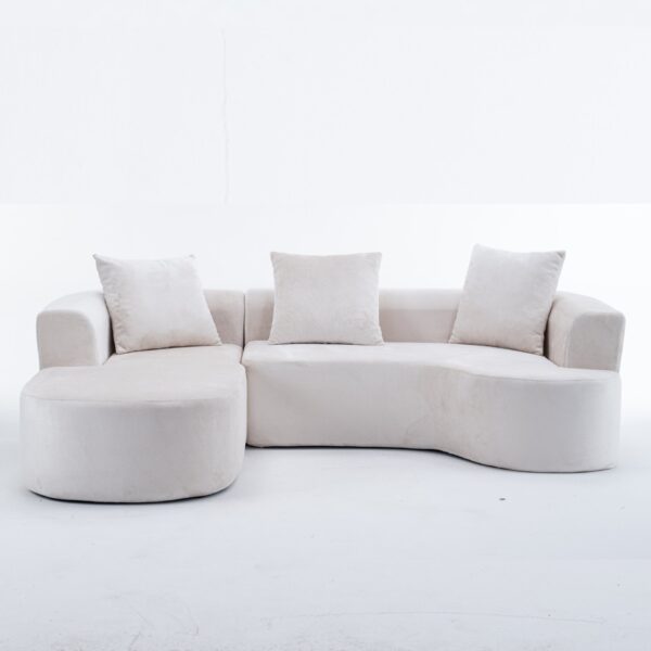 Modular Sectional Sofa With L Shape Chaise, Cloud Sectional Modern Sleeper Couch With Deep Seat, Sponge Compression Sofas - Beige