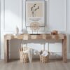 Modern Console Table Entryway Table With Sculpted Block Design Narrow Sofa Table For Hallway Living Room Or Foyer - Multicolor - Image 2