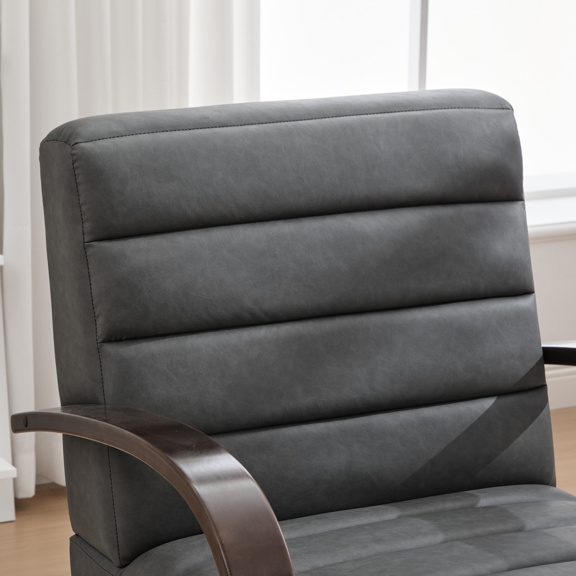 360° Swivel Accent Chair With Armrests, Comfy Lounge Reading Chair - Gray - Image 9