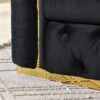 Velvet Button Tufted Sofa Couch With 2 Pillows 3 Seater Luxury Chesterfield Sofa Set With Stainless Steel Accents For Living Room - Black - Image 8
