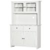 Homcom - 63.5" Kitchen Buffet With Hutch, Pantry Storage Cabinet With 4 Shelves, Drawers, Framed Glass Doors, Open Microwave Countertop - Antique White - Image 9