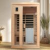 Low Emf Front Door With Heating Panel 2 Person Hemlock Far Infrared Indoor Suana Room - Natural - Image 4