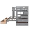 Full Over Twin & Twin Classic Triple Bunk Bed With Drawers And Guardrails - Gray - Image 11