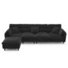 Modern Convertible Sectional Sofa L Shaped Reversible Couch Set With Free Pillows 5 Seat Cloud With Ottoman - Black - Image 2