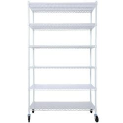 20" 6 Tier 6000Lbs Capacity Nsf Metal Shelf Wire Shelving Unit, Heavy Duty Adjustable Storage Rack With Wheels & Shelf Liners For Commercial Grade Utility Steel Storage Rack - White