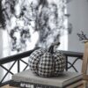 Plaid Pumpkin Decor, For Holiday Halloween Decoration - Black / White - Image 9