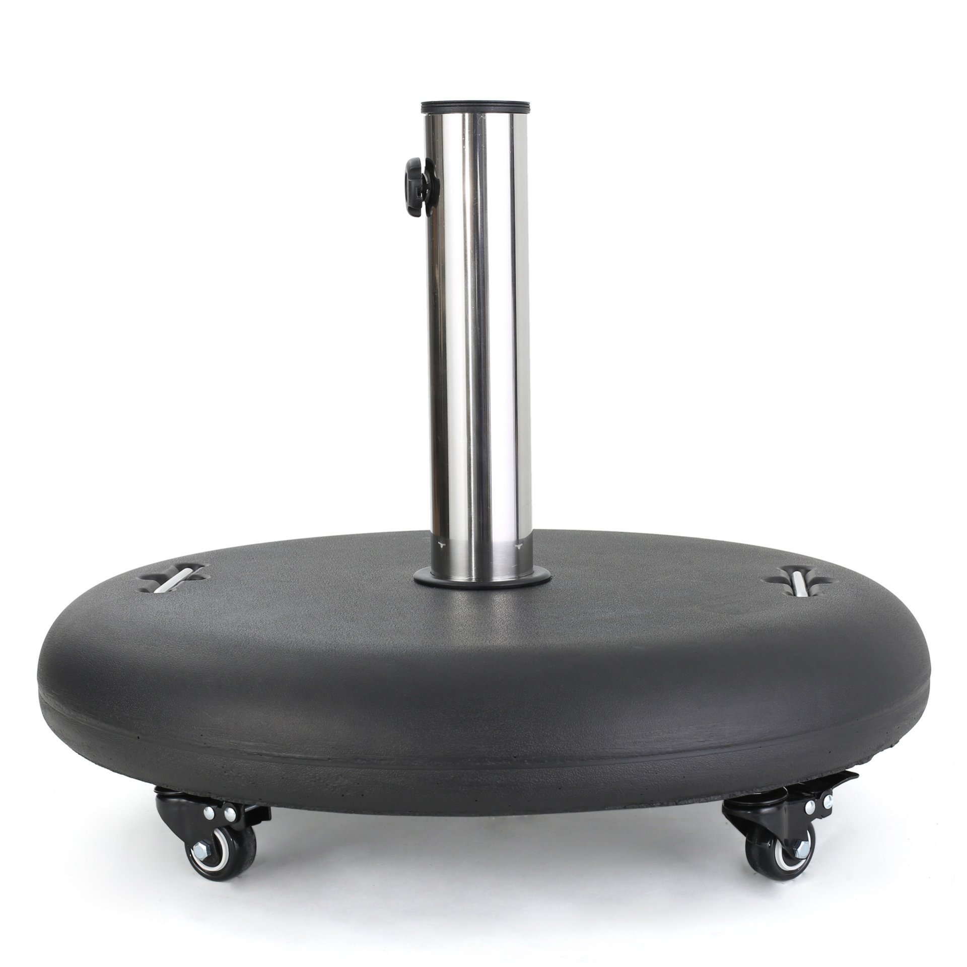 Wheelie - Modern Round Umbrella Base With Stainless Steel Holder - Black - Image 8