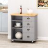 Yohaan - Contemporary Kitchen Cart With Wheels - Gray - Image 4