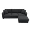 Modern Sectional Sofa With Throw Pillows, Cloud L Shaped Couch Set With Wide 4 Seat Comfy Couch Set With Movable Ottoman - Black - Image 24