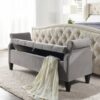 Jacqueline - Tufted Roll Arm Storage Bench - Opal Gray - Image 14